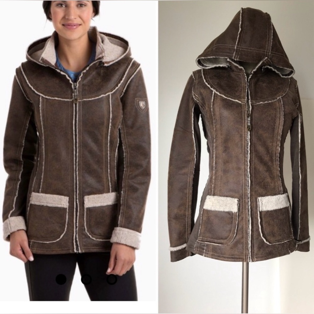 Kuhl Brown Hooded Jacket with Cream Accents